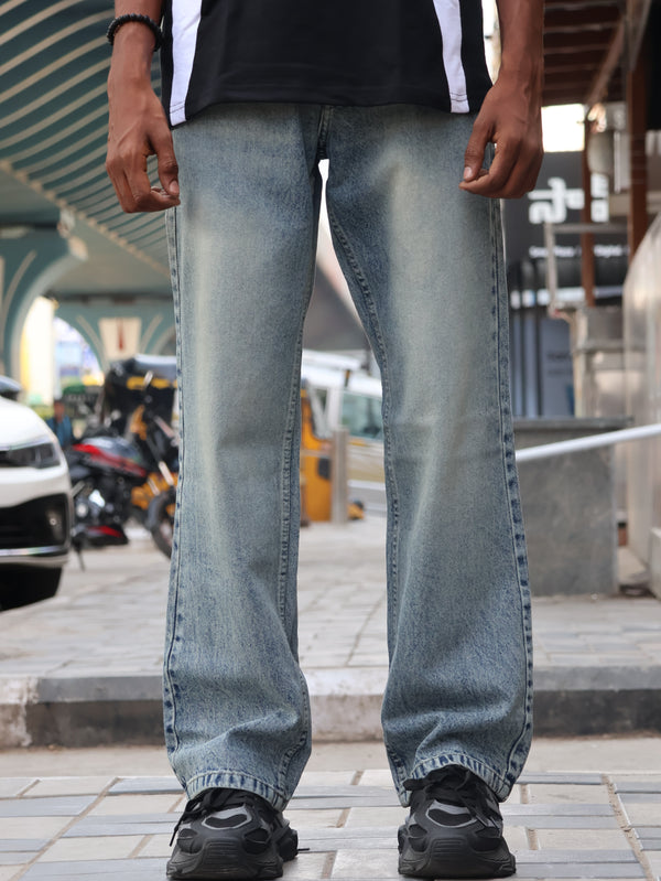 Vintage Wash Straight Fit Jeans
