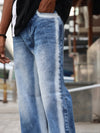 Acid Fade Side-Stripe Straight-Leg Jeans
