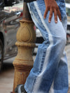 Acid Fade Side-Stripe Straight-Leg Jeans