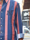 Blue & Rose Wide Stripe Casual OVRE - SIZE Shirt