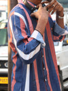 Blue & Rose Wide Stripe Casual OVRE - SIZE Shirt