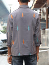 Embroidered Feather Shirt - Textured Grey