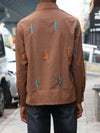 Embroidered Feather Shirt - Textured Earth Brown