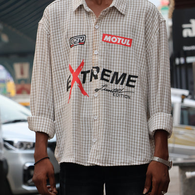 Motorsport Graphic Gingham over - size shirts