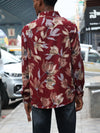 Large Floral Print Shirt - Deep Burgundy & Tan
