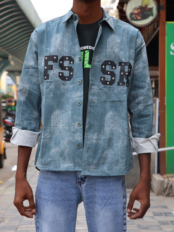 Urban Edge Denim Shirt – FS SR Studded Design
