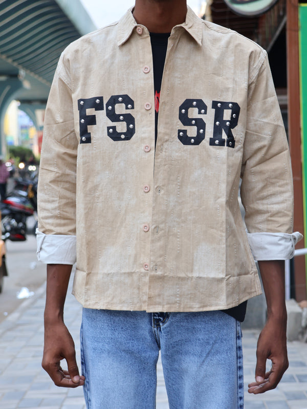 Men’s Beige Casual Printed Shirt