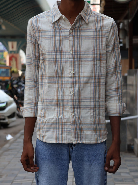 Premium Beige Multi-Check Shirt – Athletic Streetwear Edition