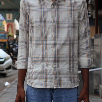 Premium Beige Multi-Check Shirt – Athletic Streetwear Edition
