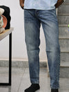 Mid-Blue Mineral Wash Relaxed Denim