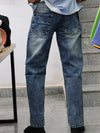 Mid-Blue Mineral Wash Relaxed Denim