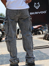 Urban Acid-Wash Multi-Pocket Cargo Pants – Slate Grey