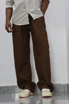 Earth-Tone Relaxed Fit LINEN  Trousers