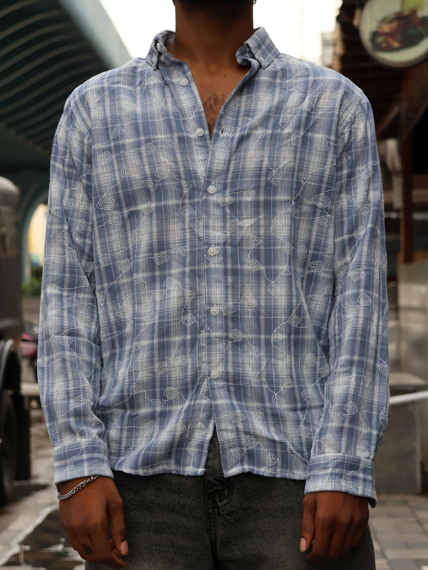 Ethereal Blue Plaid drop shoulder shirt