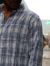 Ethereal Blue Plaid drop shoulder shirt