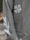 Stone Grey Floral Embroidered  Shirt