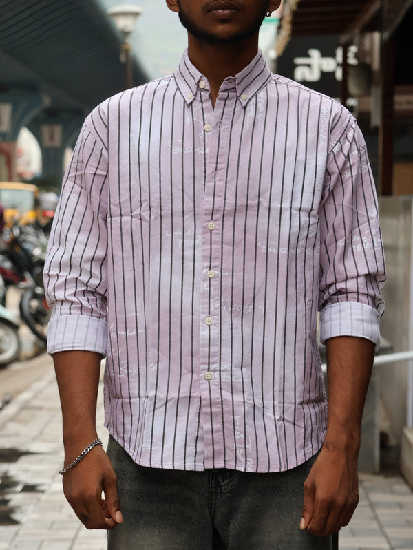 Lavender Script Pinstripe Shirt