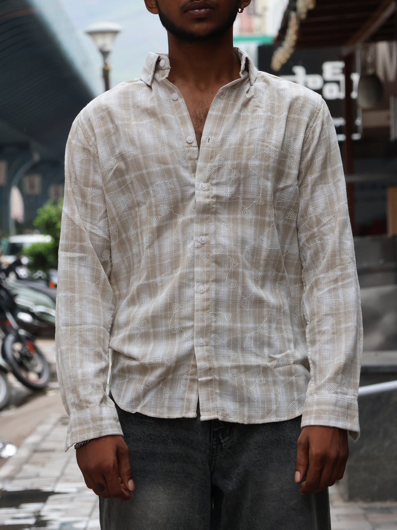 Desert Sand Topographical Linen-Style Shirt