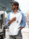 Sky Blue Raglan Graphic Button-Down