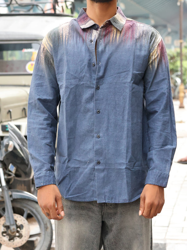 Indigo Horizon Brushstroke Shirt