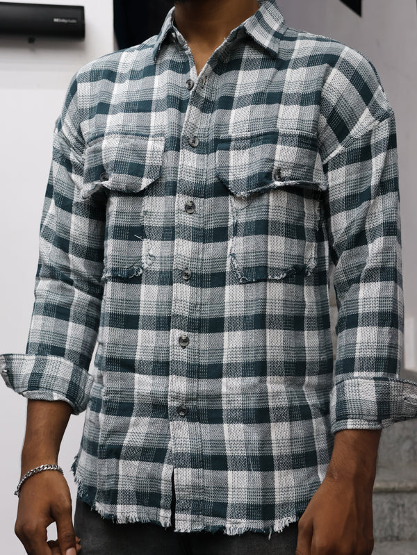 Circuit Checked Distressed Flannel – Racing Green