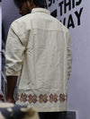 Geometric Border Embroidered Shirt – Cream