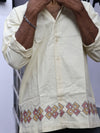 Geometric Border Embroidered Shirt – Cream