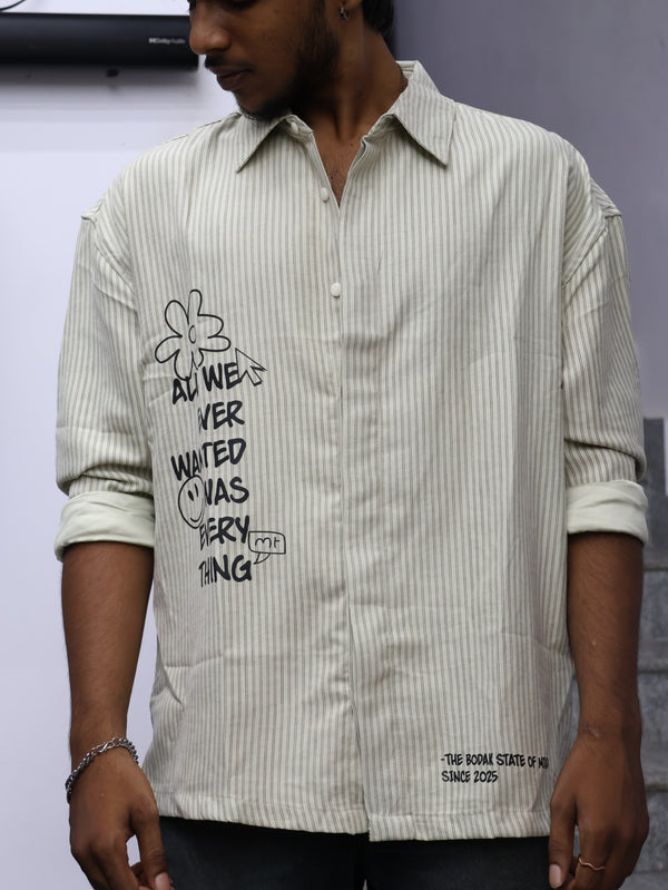 "Everything" Pinstripe Statement Shirt – Off-White