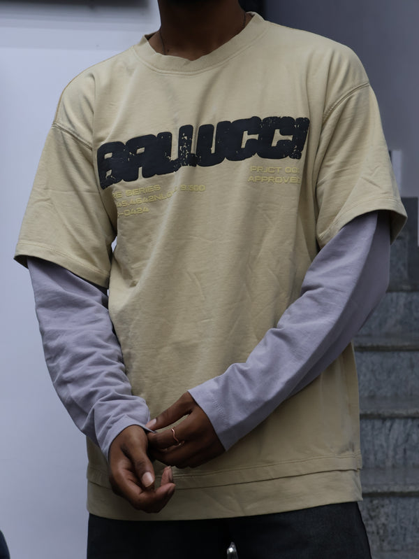 "Ballucci" Core Series 2-in-1 Layered Tee – Sand & Lavender