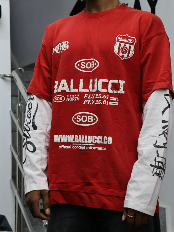 Ballucci Division Layered Statement Tee – Racing Red