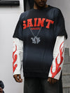 Saint Apparel Flame Layered Tee – Shadow Black