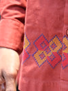 Terracotta Geometric Border Linen Shirt