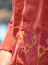 Terracotta Geometric Border Linen Shirt
