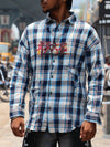 Distressed Graffiti Plaid Streetwear Shirt