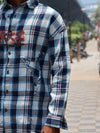 Distressed Graffiti Plaid Streetwear Shirt