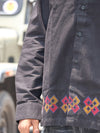 Geometric Embroidered Hem Streetwear Shirt