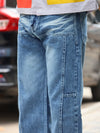 SKRIVOO Paneled Carpenter Denim | Medium Indigo Wash