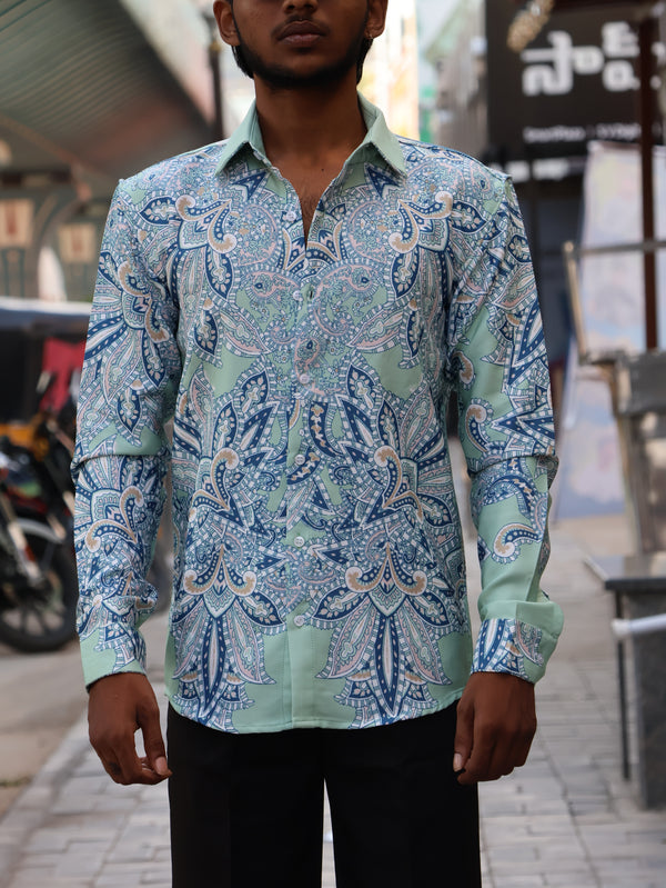 Mint Paisley Artisanal Button-Down