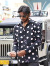 Noir Abstract Polka Dot Button-Down