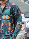 Geometric Mosaic Textured Button-Down