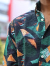 Geometric Mosaic Textured Button-Down
