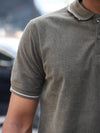 SKRIVOO Textured Knit Polo – Olive Drab