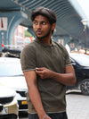SKRIVOO Textured Knit Polo – Olive Drab