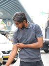 SKRIVOO Micro-Waffle Knit Polo – Charcoal Grey
