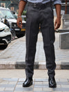 Tailored Textured Trousers with Side Adjusters – Charcoal