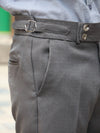 Tailored Textured Trousers with Side Adjusters – Charcoal