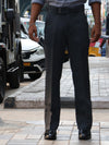 Asymmetric Double-Button Tailored Trousers – Dark Charcoal / Graphite