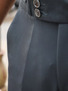 Asymmetric Double-Button Tailored Trousers – Dark Charcoal / Graphite