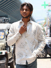 Abstract Floral Linen Shirt – Off-White