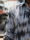 Abstract Floral Linen-Blend Shirt – Onyx Black